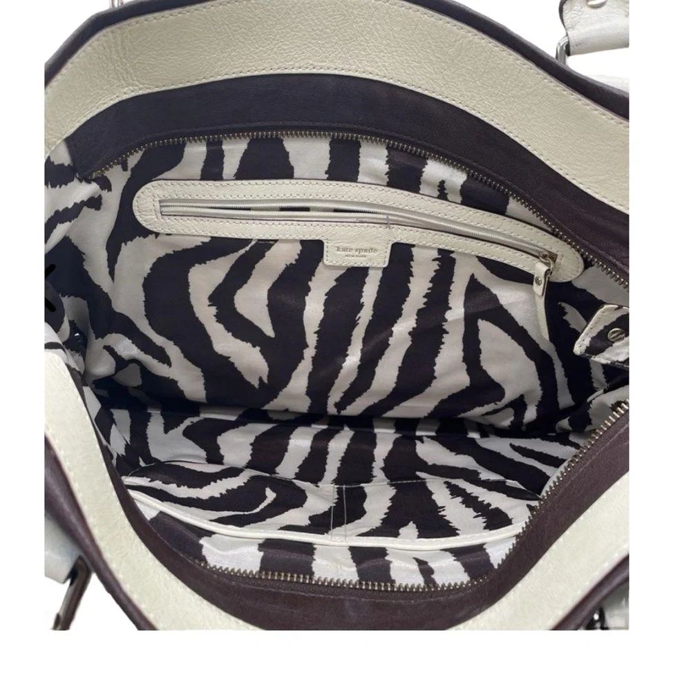 Kate Spade New York Womens Brown Leather Inner Zip Pocket Double Handle Tote Bag